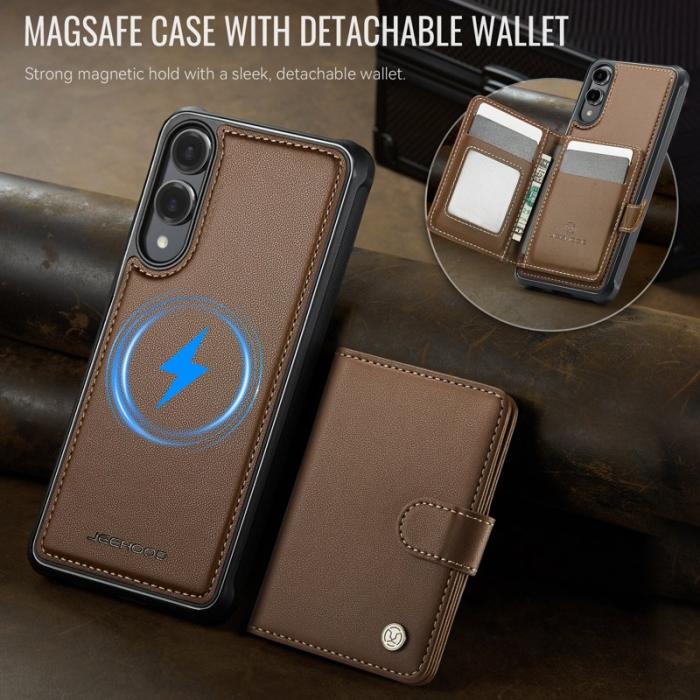 JEEHOOD - JEEHOOD J09 Samsung Galaxy S25 Edge Skal RFID Läder Brun