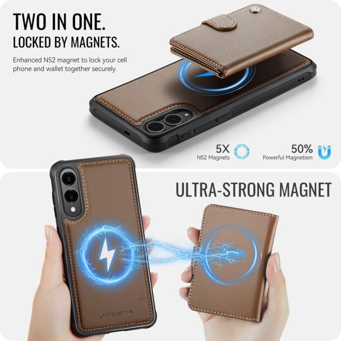 JEEHOOD - JEEHOOD J09 Samsung Galaxy S25 Edge Skal RFID Läder Brun