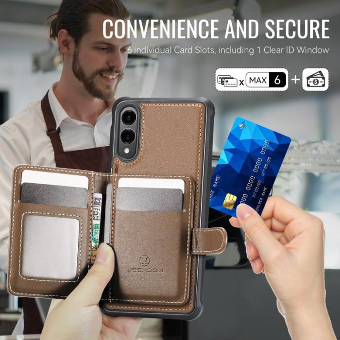 JEEHOOD - JEEHOOD J09 Samsung Galaxy S25 Edge Skal RFID Läder Brun