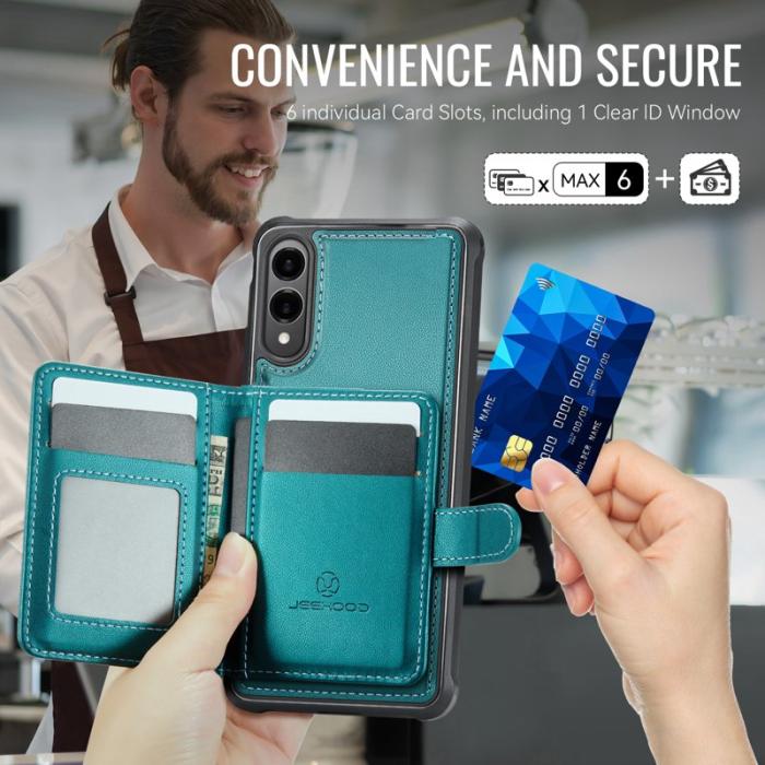 JEEHOOD - JEEHOOD J09 Samsung Galaxy S25 Edge Skal RFID Läder Grön