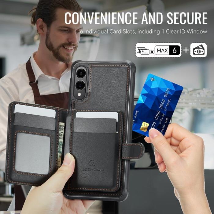 JEEHOOD - JEEHOOD J09 Samsung Galaxy S25 Edge Skal RFID Läder Svart