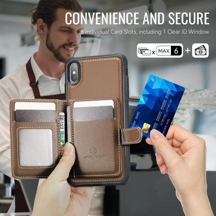 JEEHOOD - JEEHOOD J09 Skal för iPhone XS/X - RFID Blocker - Brun