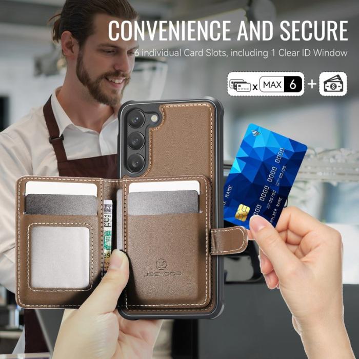 JEEHOOD - JEEHOOD J09 Skal för Samsung Galaxy S23+ RFID Läder Brun