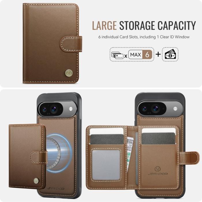 JEEHOOD - JEEHOOD J09 Skal till Google Pixel 9 Pro RFID Läder Brun