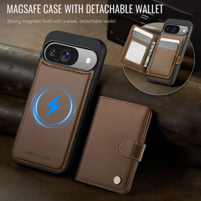 JEEHOOD - JEEHOOD J09 Skal till Google Pixel 9 Pro RFID Läder Brun