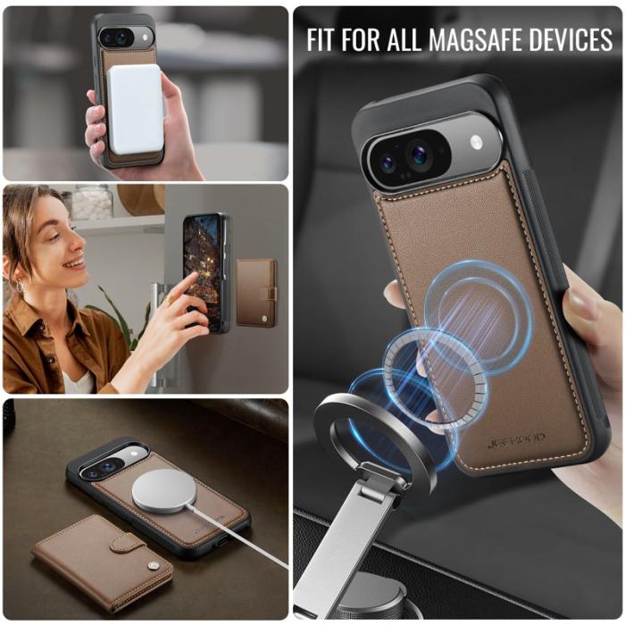 JEEHOOD - JEEHOOD J09 Skal till Google Pixel 9 Pro RFID Läder Brun