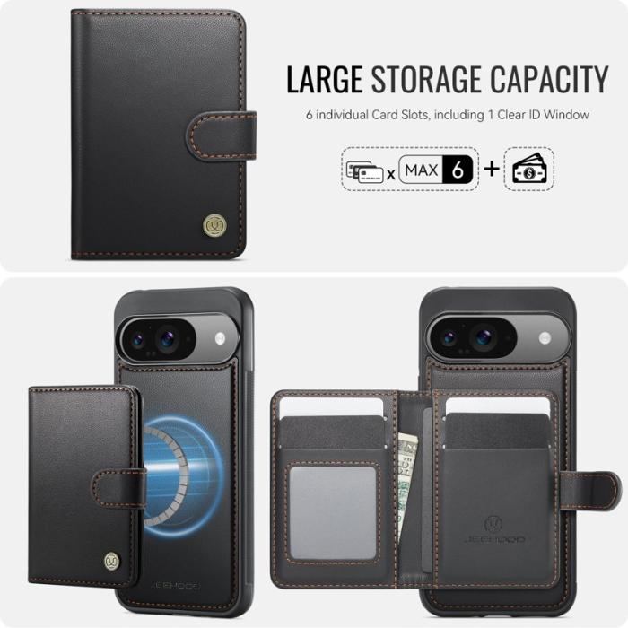 JEEHOOD - JEEHOOD J09 Skal till Google Pixel 9 Pro RFID Läder Svart