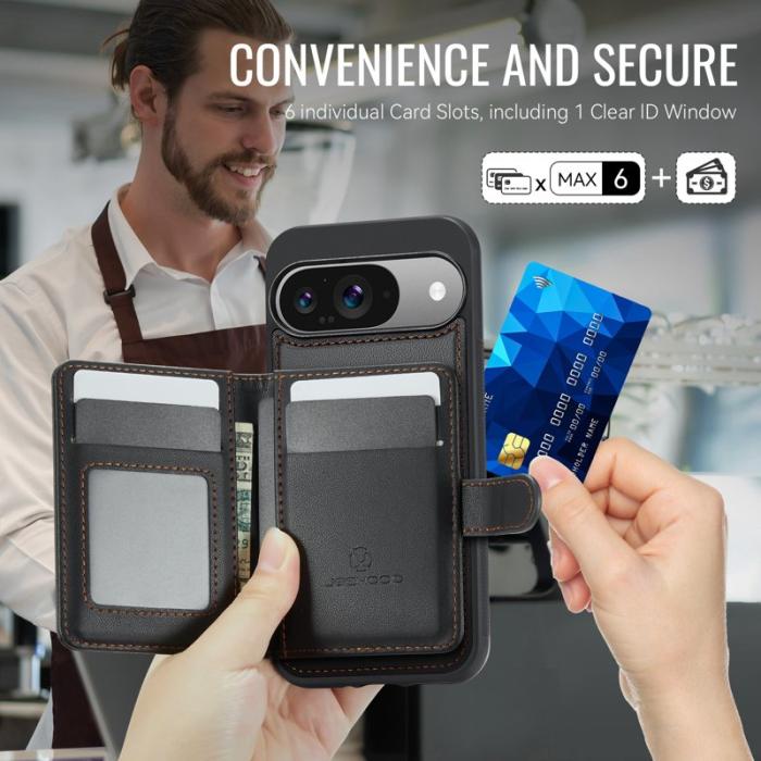 JEEHOOD - JEEHOOD J09 Skal till Google Pixel 9 Pro RFID Läder Svart