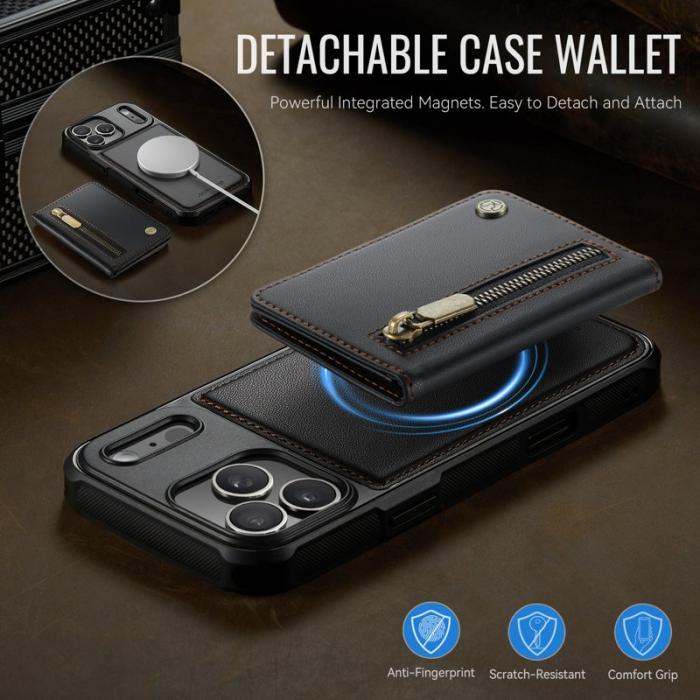 JEEHOOD - JEEHOOD J12 iPhone 17 Pro Skal Magnetisk Läder Svart