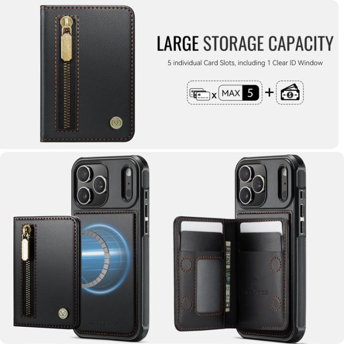 JEEHOOD - JEEHOOD J12 iPhone 17 Pro Skal Magnetisk Läder Svart