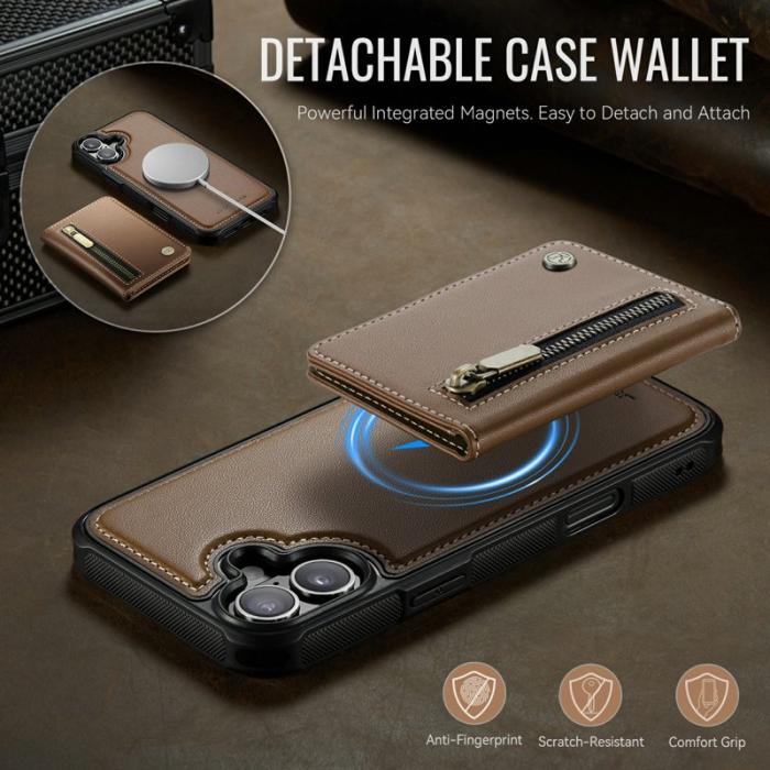 JEEHOOD - JEEHOOD J12 iPhone 17 Skal Magnetiskt Fodral Läder Brun