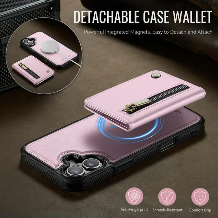 JEEHOOD - JEEHOOD J12 iPhone 17 Skal Magnetiskt Fodral Läder Rosa