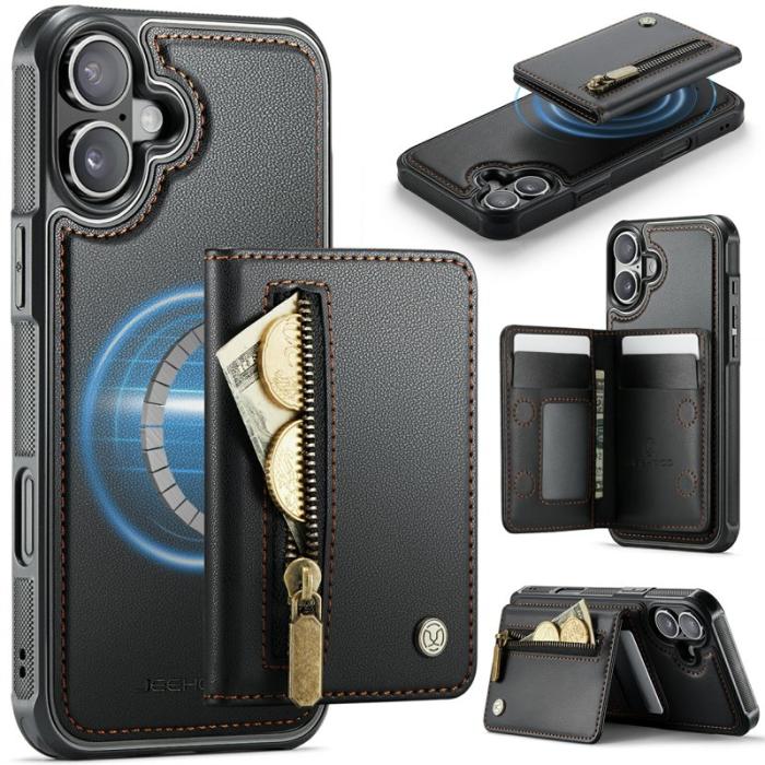 JEEHOOD - JEEHOOD J12 iPhone 17 Skal Magnetiskt Fodral Läder Svart