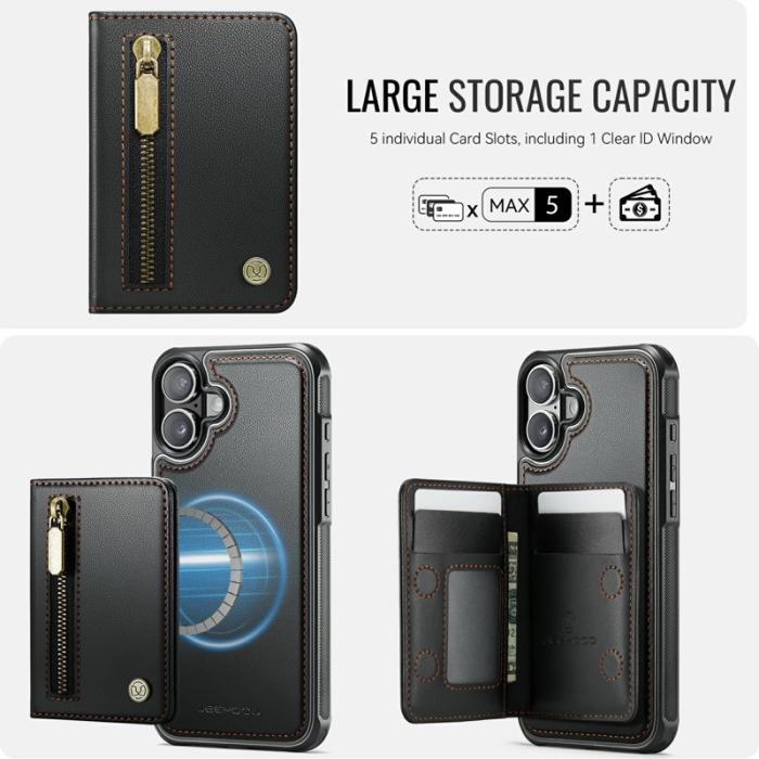 JEEHOOD - JEEHOOD J12 iPhone 17 Skal Magnetiskt Fodral Läder Svart