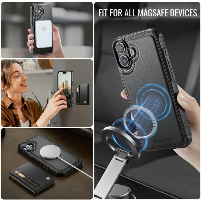 JEEHOOD - JEEHOOD J12 iPhone 17 Skal Magnetiskt Fodral Läder Svart