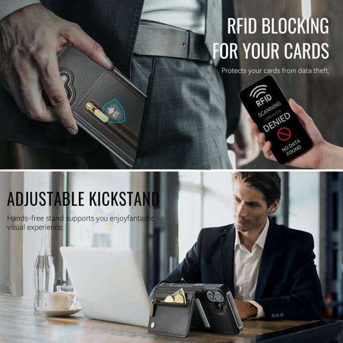 JEEHOOD - JEEHOOD J12 iPhone 17 Skal Magnetiskt Fodral Läder Svart