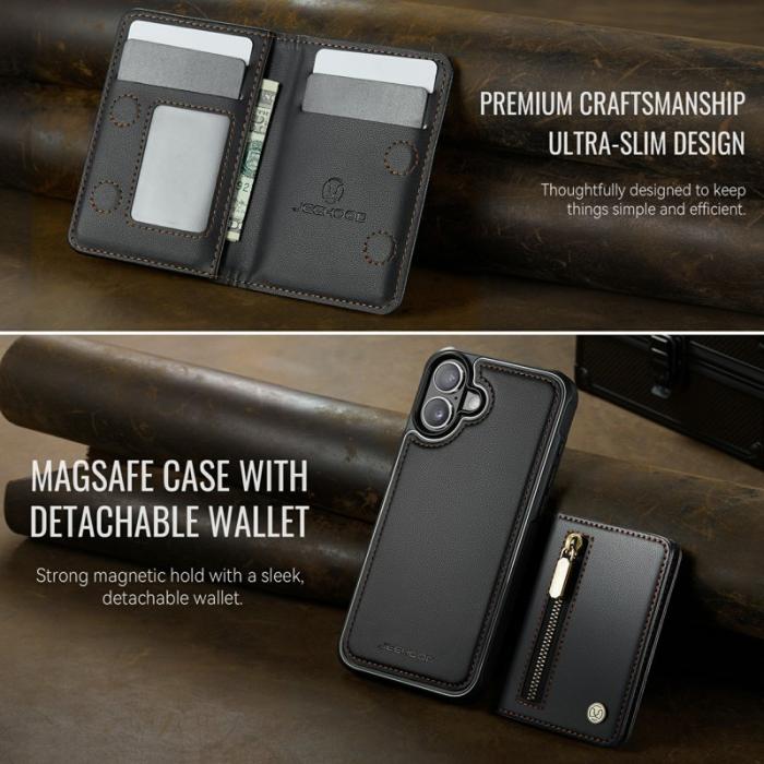 JEEHOOD - JEEHOOD J12 iPhone 17 Skal Magnetiskt Fodral Läder Svart