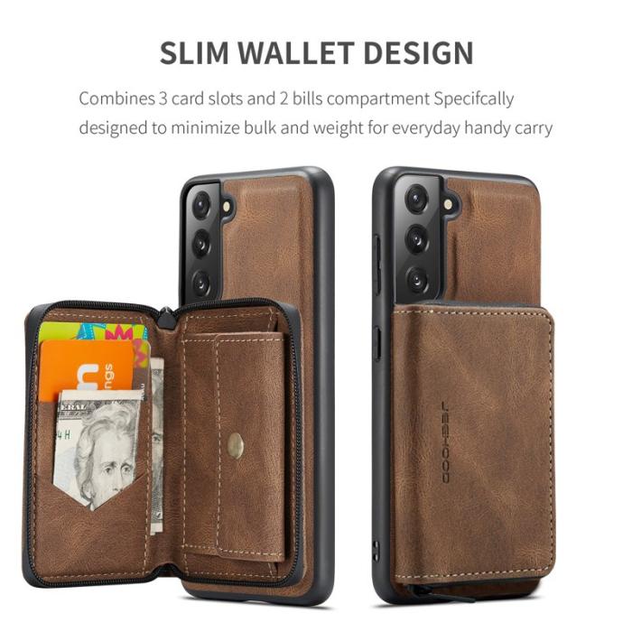 JEEHOOD - JEEHOOD Magnetic Wallet Case Samsung Galaxy S21 FE - Brun