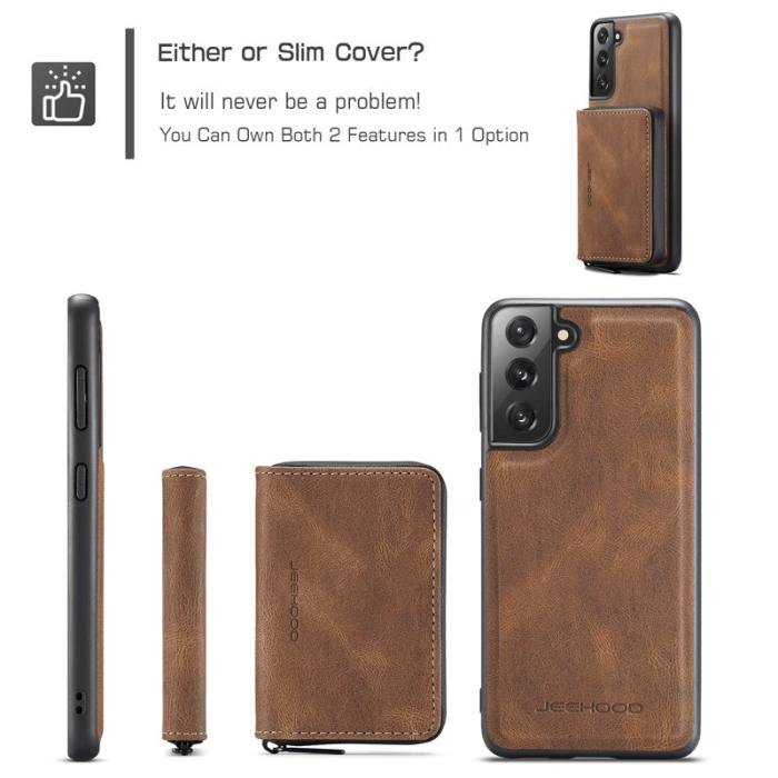 JEEHOOD - JEEHOOD Magnetic Wallet Case Samsung Galaxy S21 FE - Brun