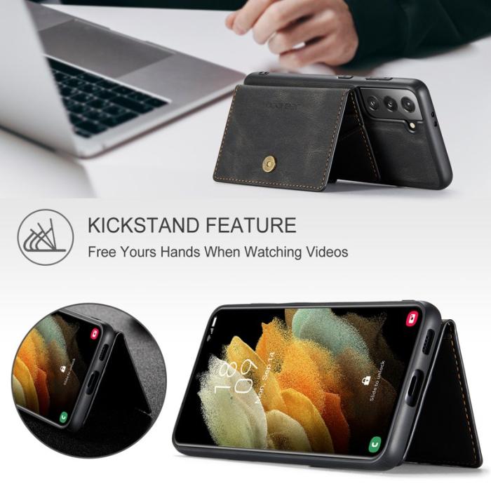 JEEHOOD - JEEHOOD Magnetic Wallet Skal 2 i 1 för Samsung Galaxy S21 - Svart