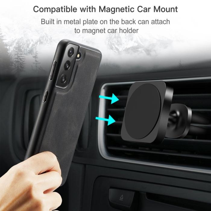 JEEHOOD - JEEHOOD Magnetic Wallet Skal 2 i 1 för Samsung Galaxy S21 - Svart