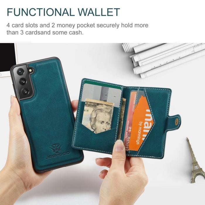 JEEHOOD - JEEHOOD Magnetic Wallet Skal för Samsung Galaxy S21 FE 5G - Blå