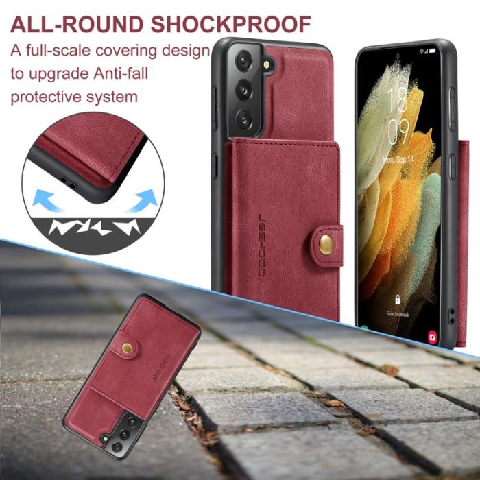 JEEHOOD - JEEHOOD Magnetic Wallet Skal för Samsung Galaxy S21 FE 5G - Röd