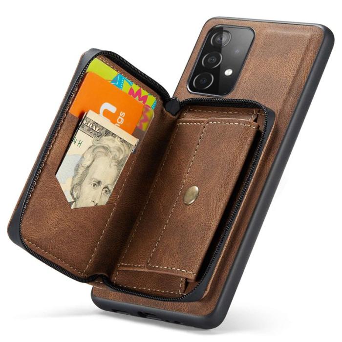 JEEHOOD - JEEHOOD Samsung Galaxy A33 5G Fodral Zipper Wallet Brun