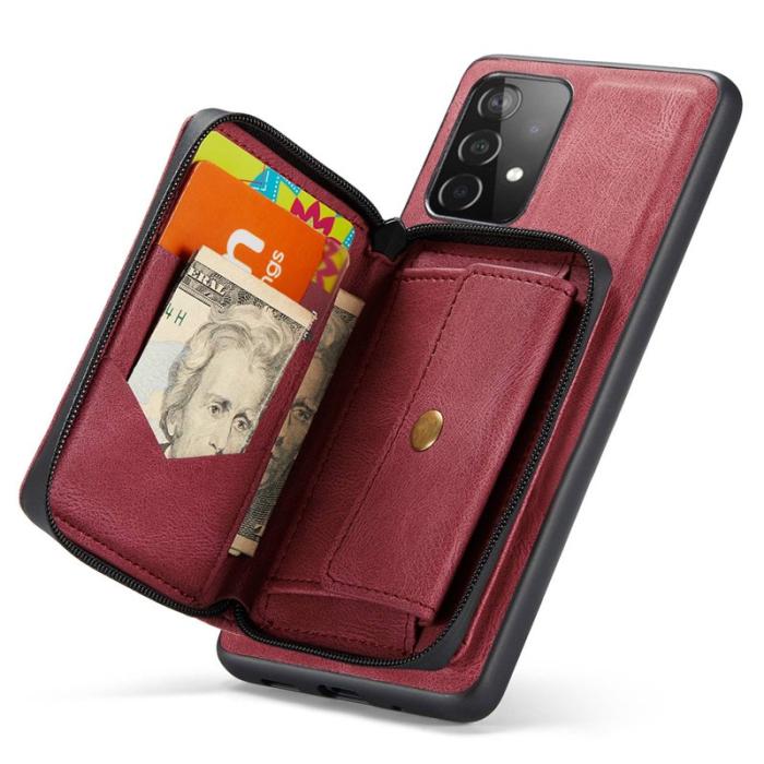 JEEHOOD - JEEHOOD Samsung Galaxy A33 5G Fodral Zipper Wallet Röd