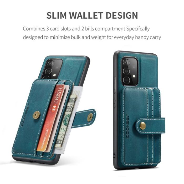 JEEHOOD - JEEHOOD Samsung Galaxy A33 5G Skal Läder Blå 2-i-1 RFID Blocking