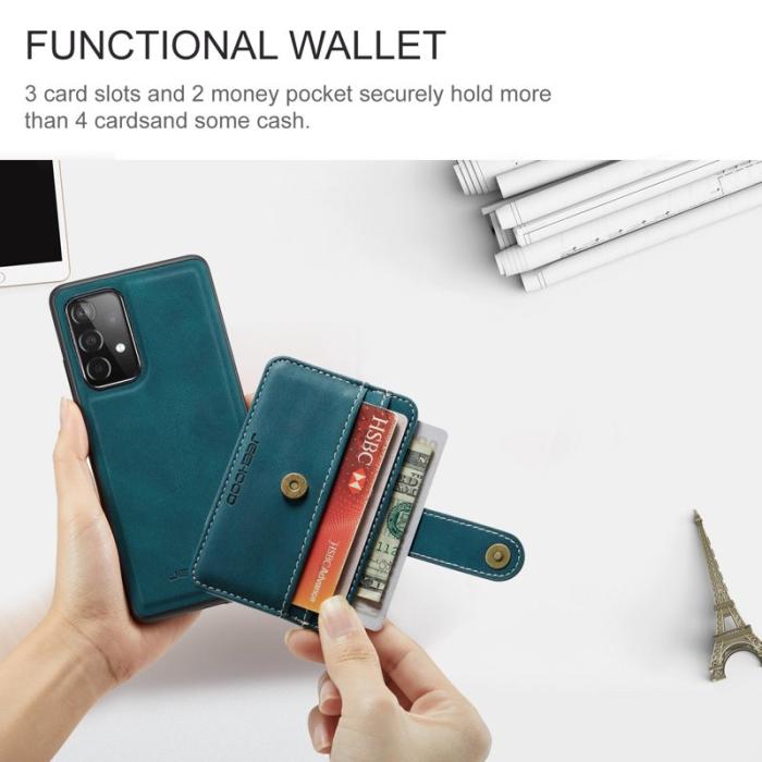 JEEHOOD - JEEHOOD Samsung Galaxy A33 5G Skal Läder Blå 2-i-1 RFID Blocking