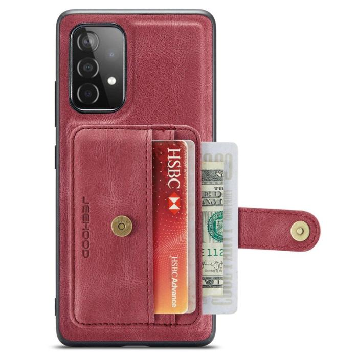 JEEHOOD - JEEHOOD Samsung Galaxy A33 5G Skal Läder Röd 2-i-1 RFID Blocking