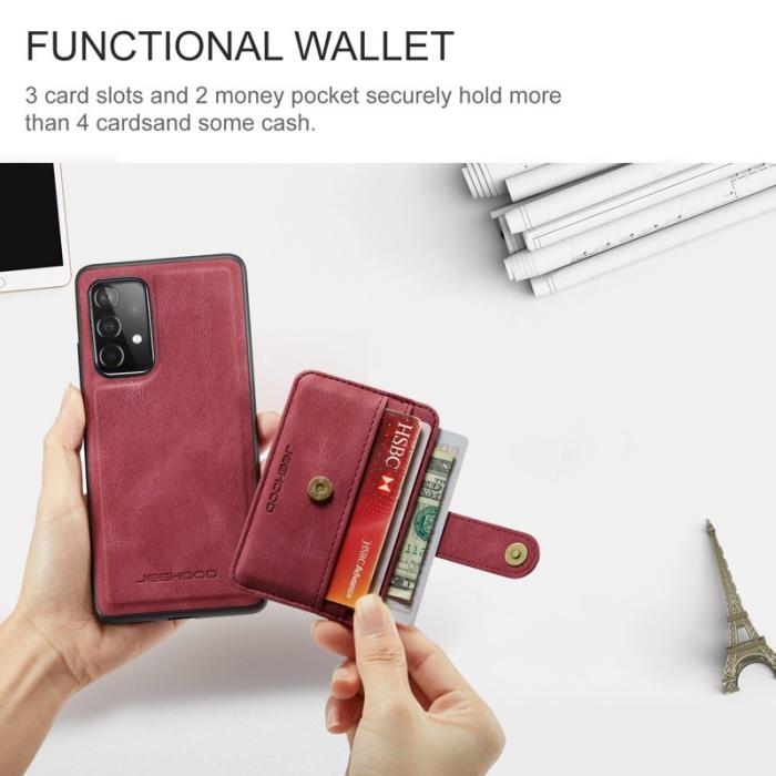 JEEHOOD - JEEHOOD Samsung Galaxy A33 5G Skal Läder Röd 2-i-1 RFID Blocking