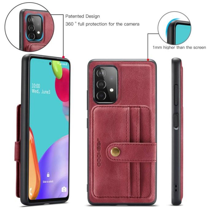 JEEHOOD - JEEHOOD Samsung Galaxy A33 5G Skal Läder Röd 2-i-1 RFID Blocking