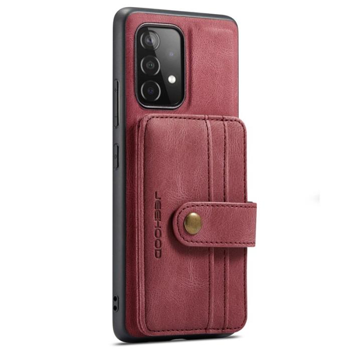 JEEHOOD - JEEHOOD Samsung Galaxy A33 5G Skal Läder Röd 2-i-1 RFID Blocking