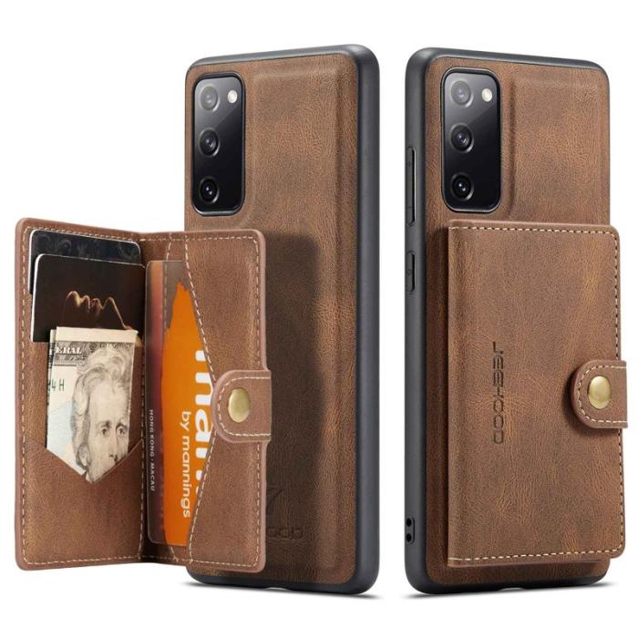 JEEHOOD - JEEHOOD Samsung Galaxy S20 FE Fodral 2-i-1 PU Läder Brun