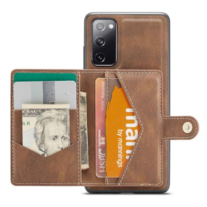 JEEHOOD - JEEHOOD Samsung Galaxy S20 FE Fodral 2-i-1 PU Läder Brun