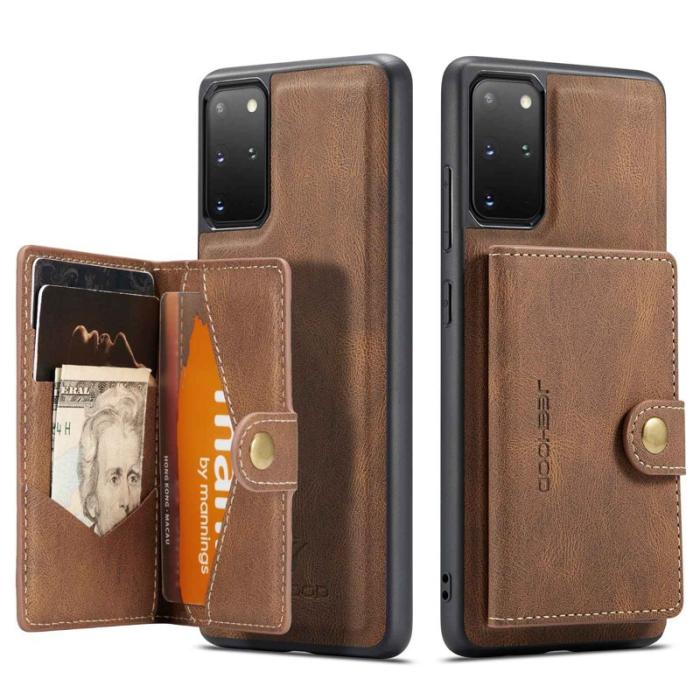 JEEHOOD - JEEHOOD Samsung Galaxy S20 Plus Fodral 2-i-1 PU Läder Brun
