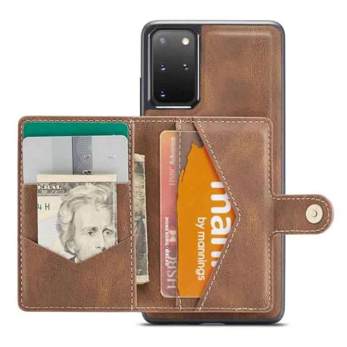 JEEHOOD - JEEHOOD Samsung Galaxy S20 Plus Fodral 2-i-1 PU Läder Brun