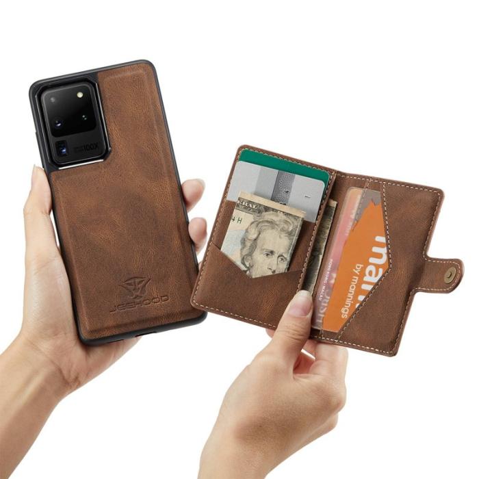 JEEHOOD - JEEHOOD Samsung Galaxy S20 Ultra Fodral Läder Magnetisk Brun