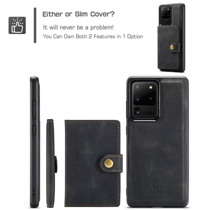 JEEHOOD - JEEHOOD Samsung Galaxy S20 Ultra Fodral Läder Svart