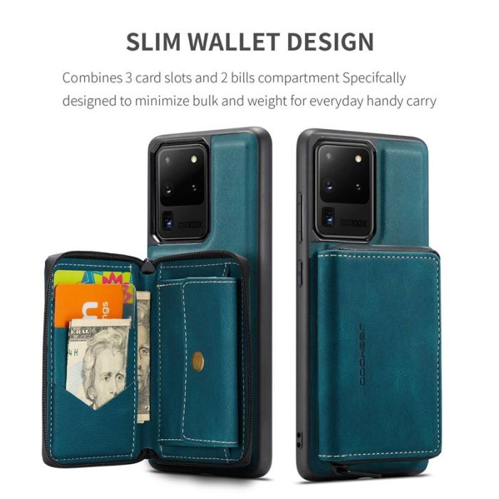 JEEHOOD - JEEHOOD Samsung Galaxy S20 Ultra Fodral Zipper Wallet Blå