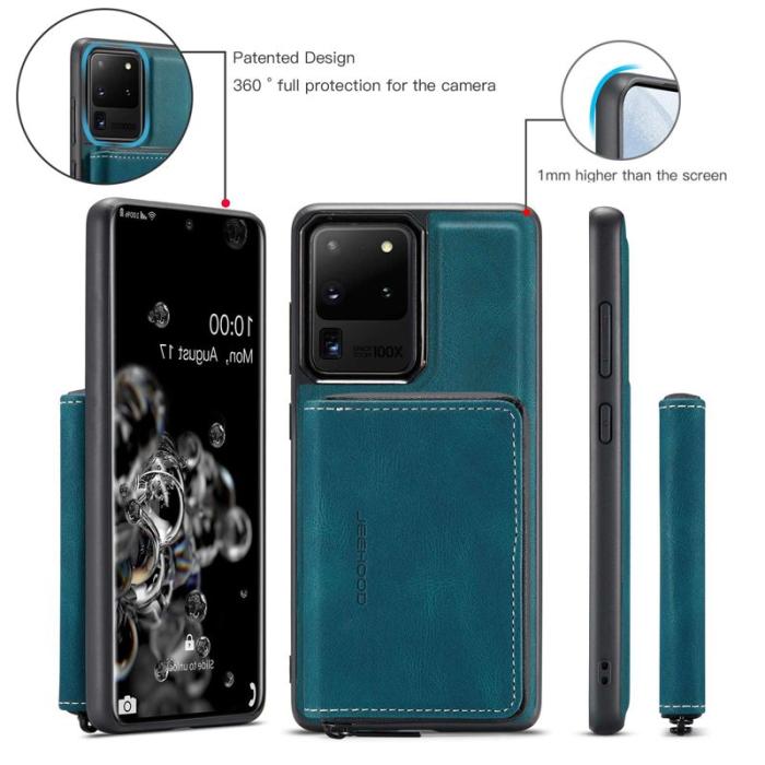JEEHOOD - JEEHOOD Samsung Galaxy S20 Ultra Fodral Zipper Wallet Blå