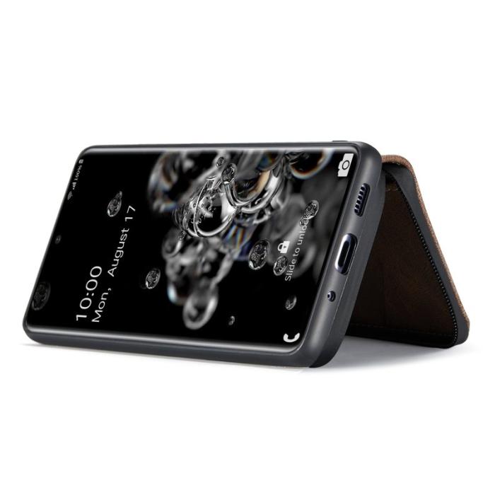 JEEHOOD - JEEHOOD Samsung Galaxy S20 Ultra Fodral Zipper Wallet Brun