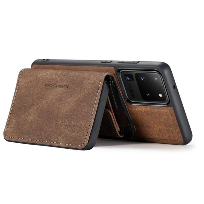 JEEHOOD - JEEHOOD Samsung Galaxy S20 Ultra Fodral Zipper Wallet Brun