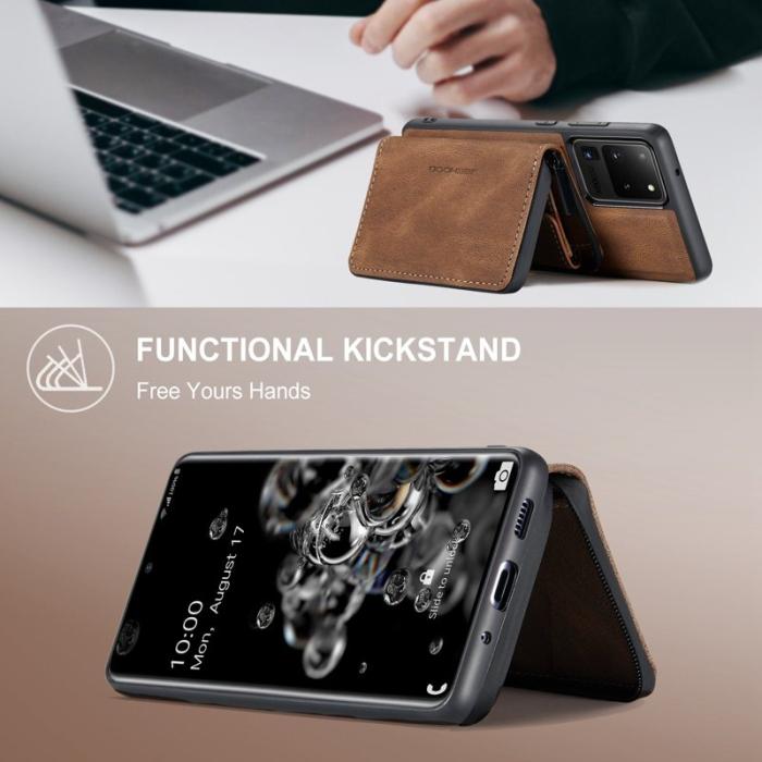 JEEHOOD - JEEHOOD Samsung Galaxy S20 Ultra Fodral Zipper Wallet Brun