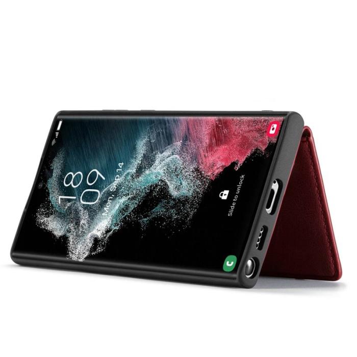 JEEHOOD - JEEHOOD Samsung Galaxy S22 Ultra Fodral Läder Röd