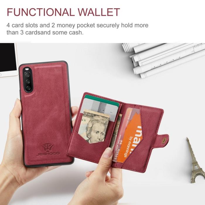 JEEHOOD - JEEHOOD Sony Xperia 10 III 2-i-1 Skal med Magnetlås Röd