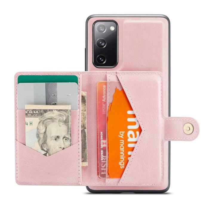 JEEHOOD - JEEHOOD Wallet Kickstand Cover för Samsung Galaxy S20 FE - Roséguld
