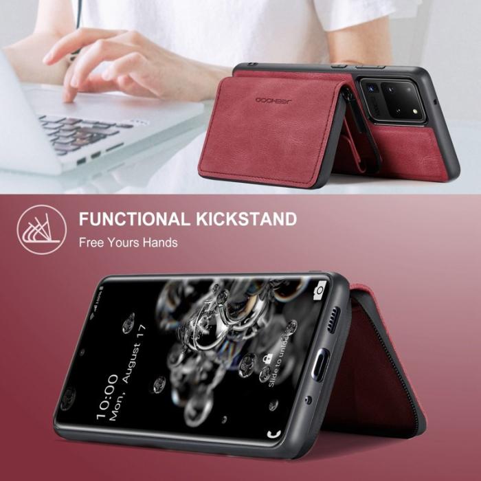 JEEHOOD - JEEHOOD Zipper Wallet Skal för Samsung Galaxy S20 Ultra Röd